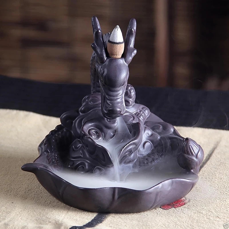 Retro Handmade Ceramic Backflow Incense Burner Home Decor Incense Holder Buddhist Crafts wihtout Incense Cones