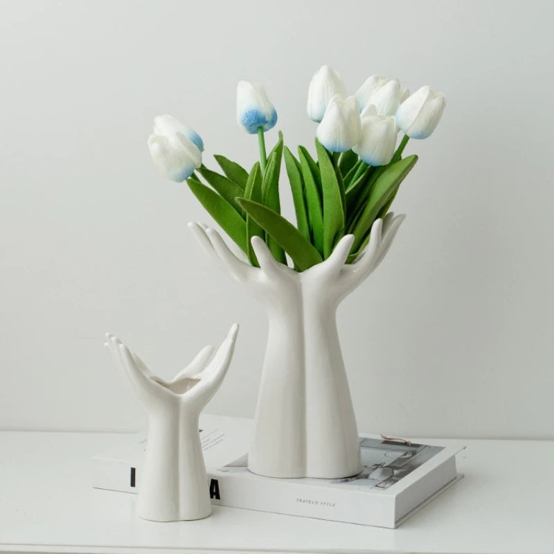 Ceramic Vase Hand Arm Palm Bouquet Flower Arrangement Accessories Flower Vase