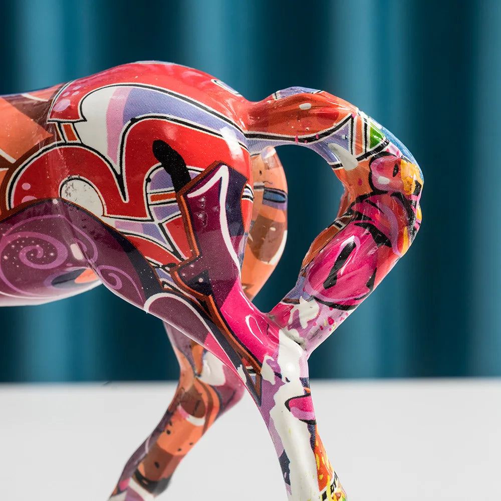Resin Horse Statues Graffiti Animals Sculptures Handmade Art Crafts Home