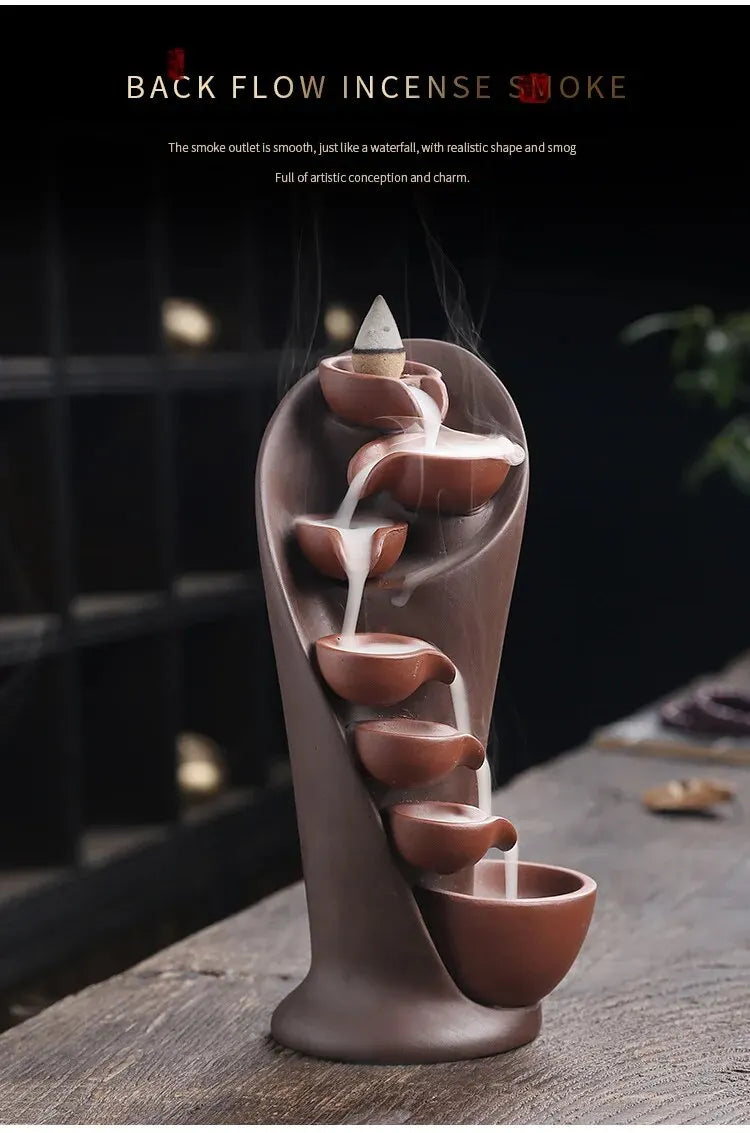 Ceramic Waterfall Incense Burner, Waterfall Incense Burner Holder,