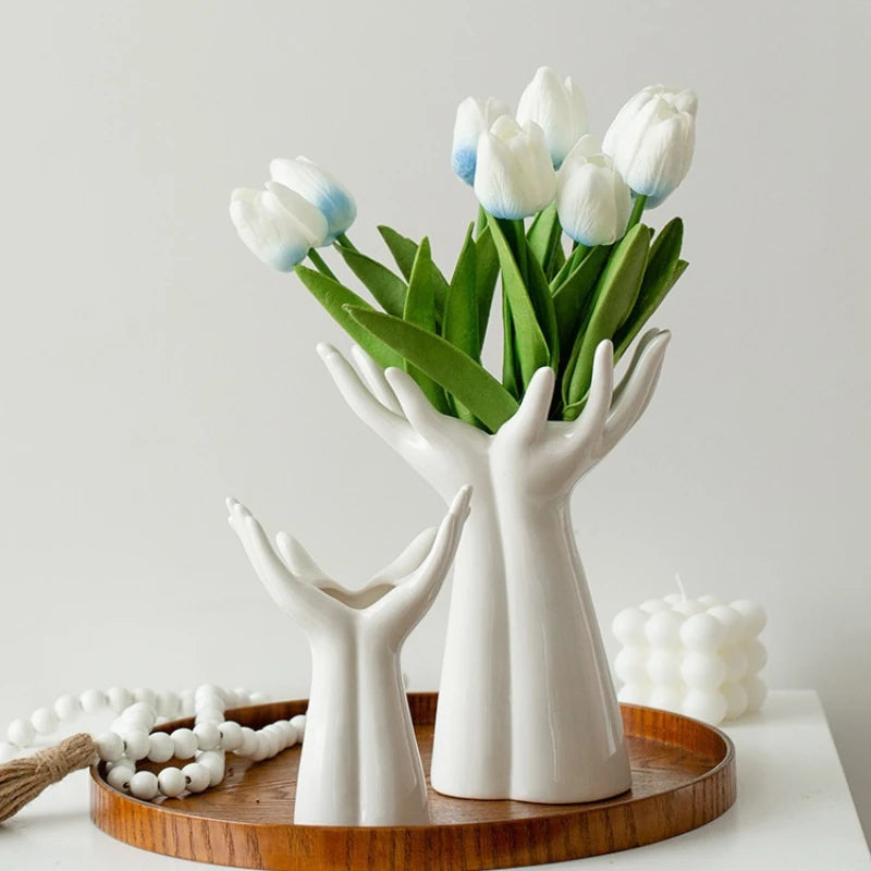 Ceramic Vase Hand Arm Palm Bouquet Flower Arrangement Accessories Flower Vase